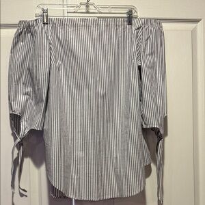 Striped Off-Shoulder Blouse with arm ties